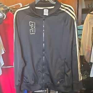 Addidas Size XL Black Track Jacket with White Stripes